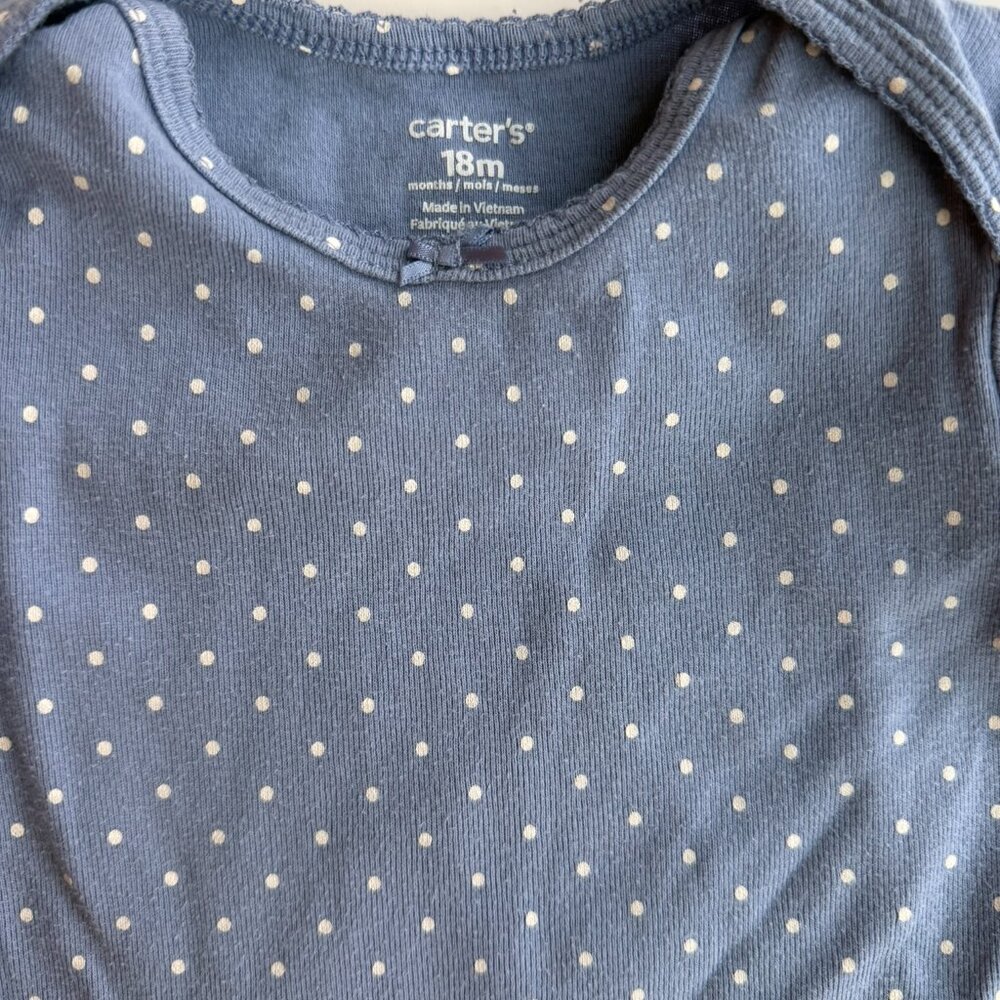 3/$21 | Baby Girl 18M Summer Short Sleeve Bodysuits, Set of 3 Blues and Grays - Picture 9 of 13